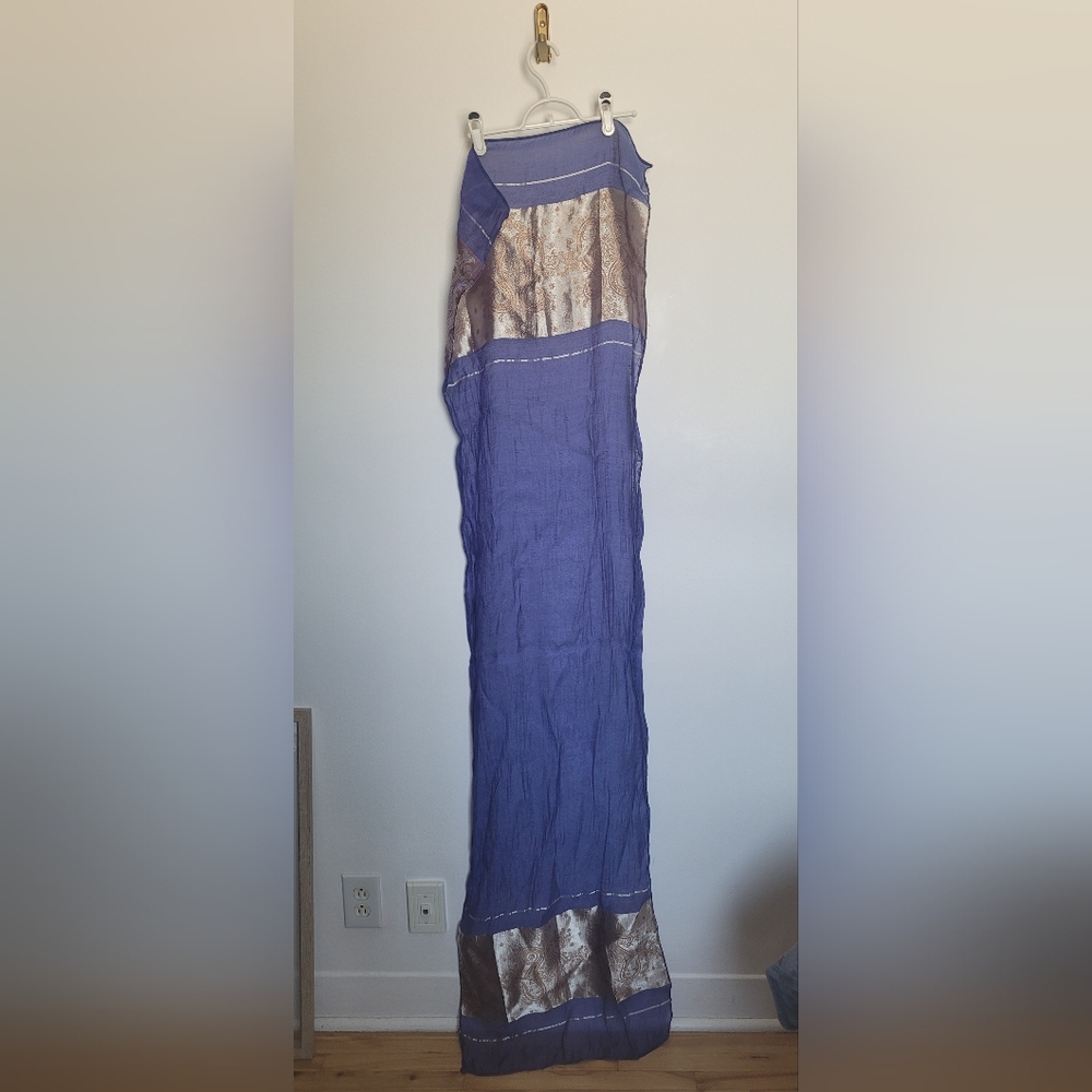 Elegant Blue and Brown Scarf